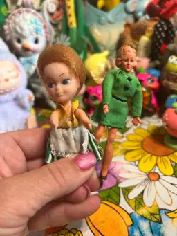 Little Kiddle Blonde Doll and Green Dollhouse Doll Pair