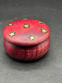 Small Vintage Wooden Trinket Hand painted Box