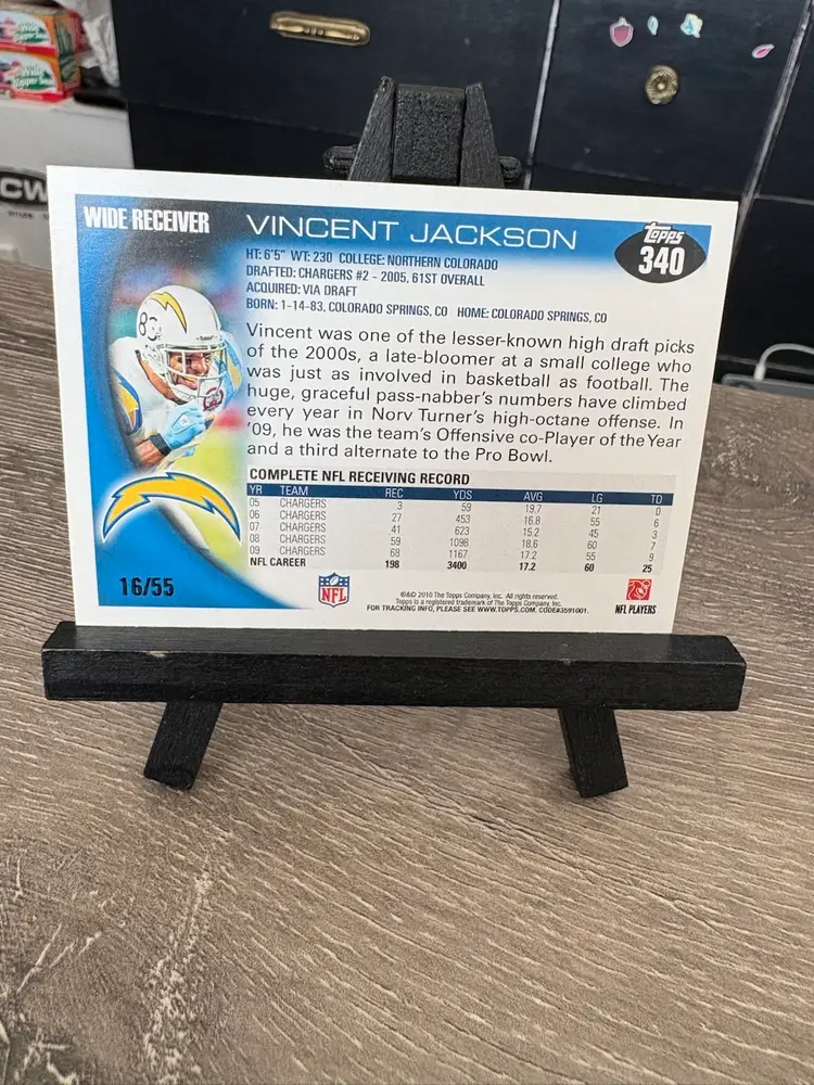 Vincent Jackson 2010 Topps Black Parallel /50 NFL Football Card San Diego Chargers (F)