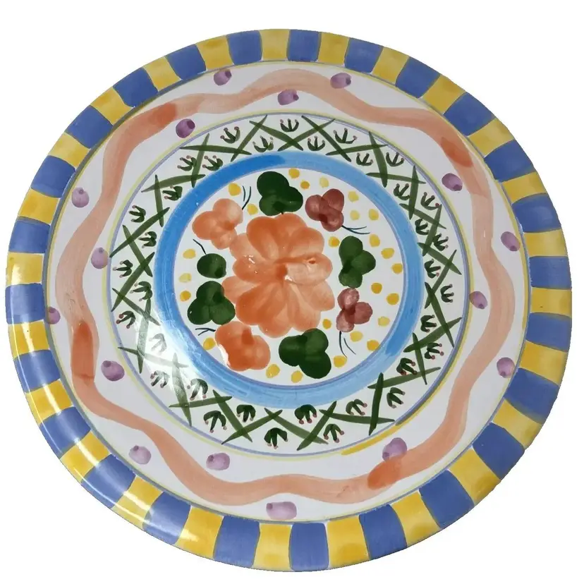 Vintage Hand Painted Cake Pedestal Stand 4” Tall ~ World Bazaar ~MacKenzie Child Style