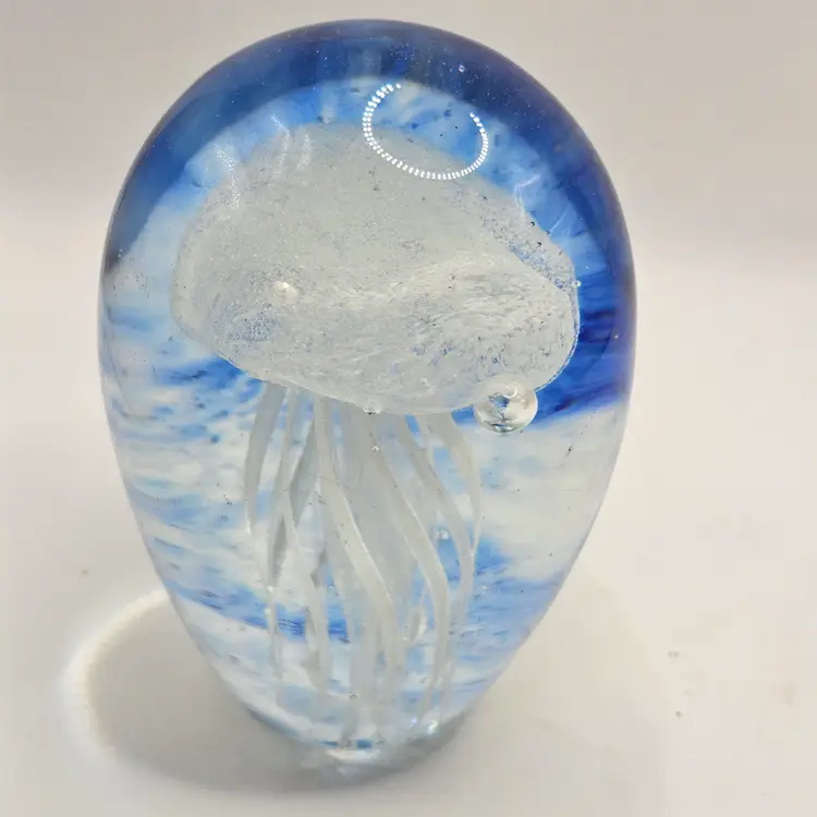 Art Glass Paperweight  jellyfish Glows Estate find