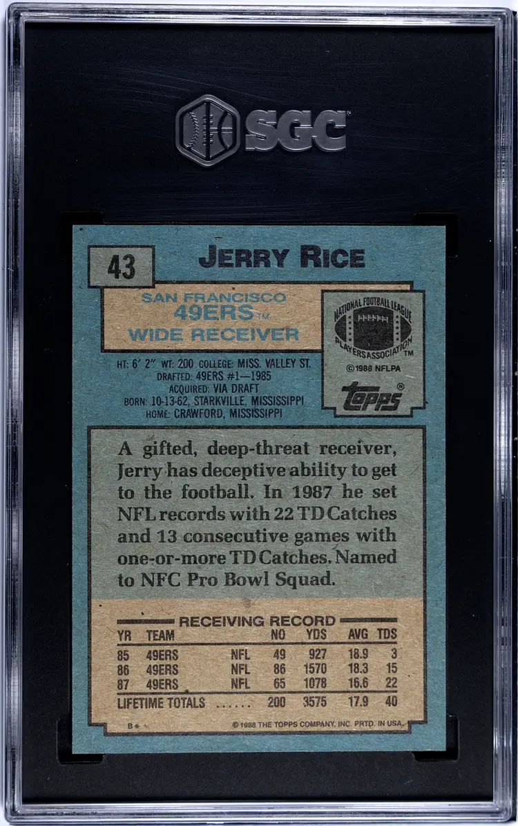 Jerry Rice 1988 Topps #43 SGC 9.5    CC5