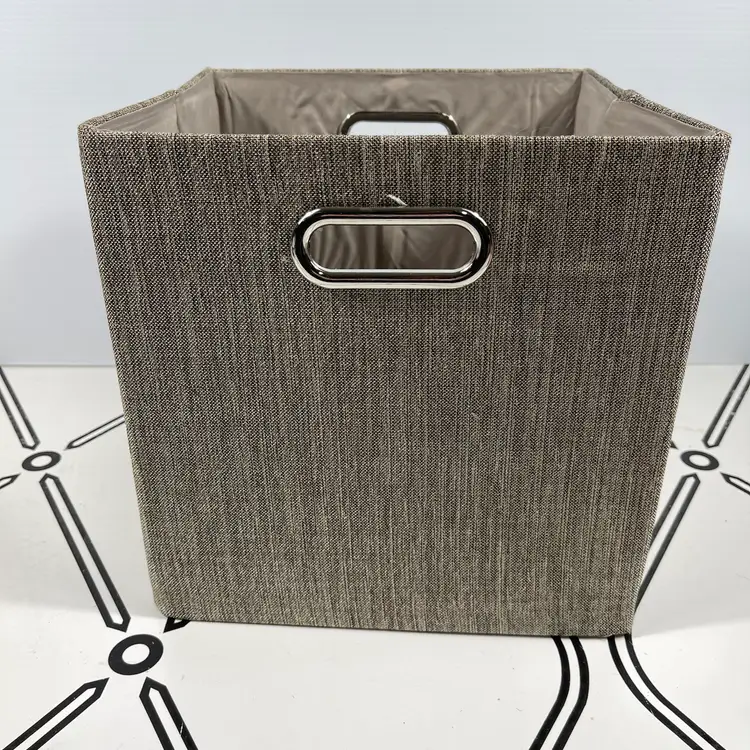 Fabric Storage Bin Cube Basket Gray Handles Foldable Home Shelf Organizer