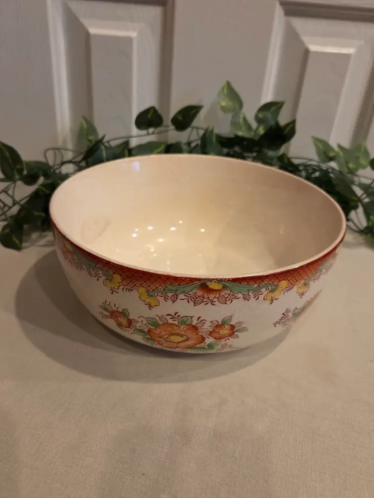Vintage Floral Ceramic Serving Bowl