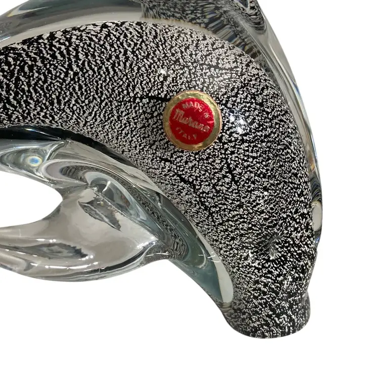 G- Murano Black & Silver Flacked Dolphin