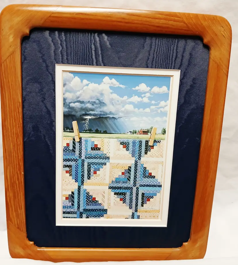 Framed Quilt Art with Rustic Wood Frame Rebecca Barker  (Quiltscapes)