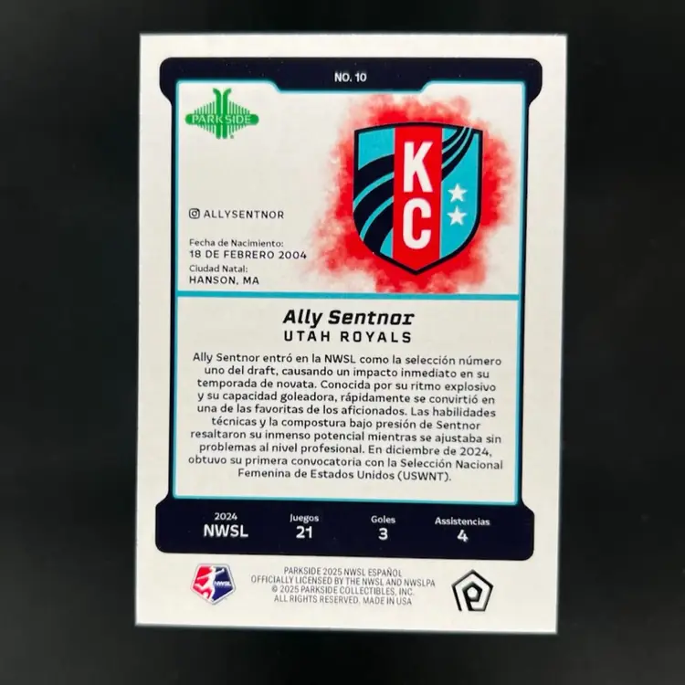 Ally Sentnor 2025 Parkside En Espanol Red Border /25  Soccer Card