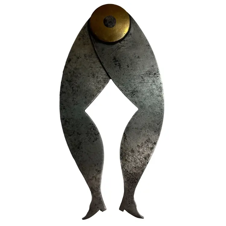 VINTAGE WIDE LEG LADY DANCING 6” ENGRAVED STEEL CALIPERS ANTIQUE FOLK ART