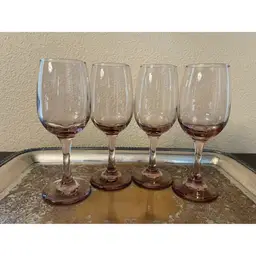 VTG Libby Glass Premiere Pink 8oz 7" Water Wine Glasses Set Of 4