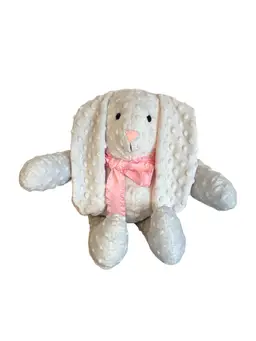 Hand Created Gray Bunny Rabbit Plush Textured Felt Appliqué Heart Pink Bow New