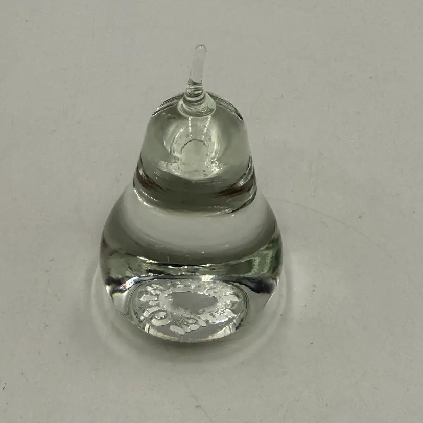 Vintage Anton Intaglio Clear Art Glass Pear Paperweight Hand Blown Figurine