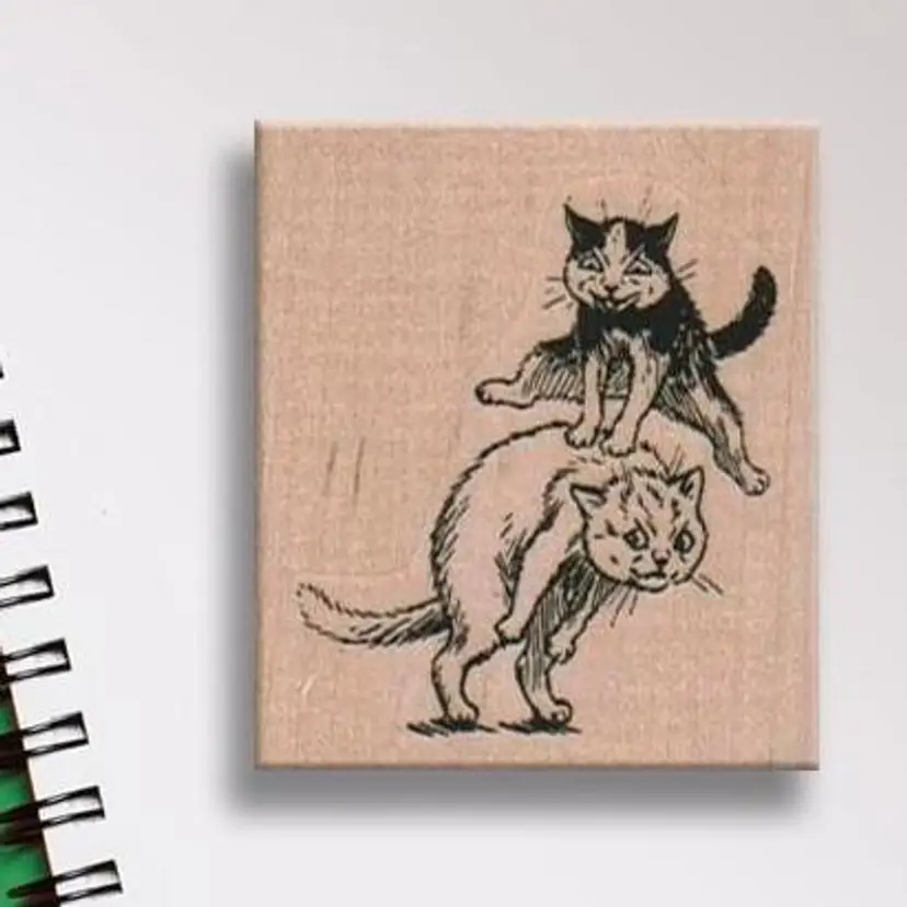 Cats Playing Leapfrog Rubber Stamp