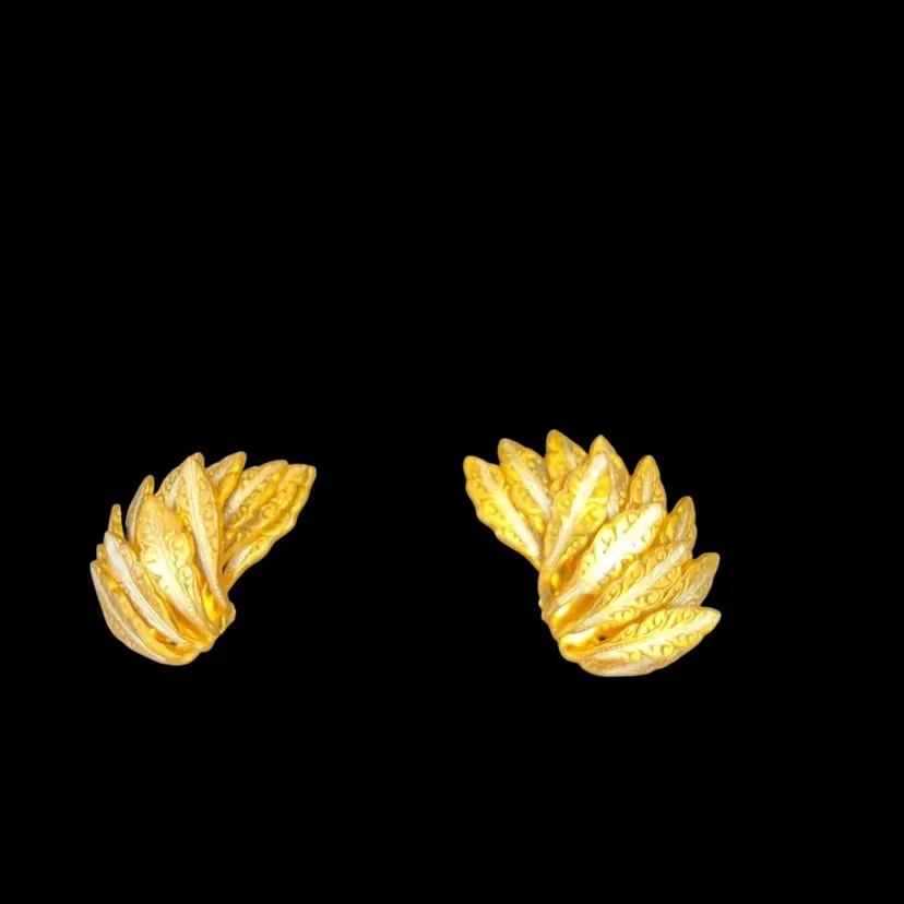 Gold Tone and Silver Tone Leaf Shaped Clip Earrings-Made In Spain