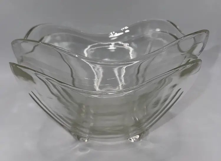 Anchor Hocking "Swedish Modern" 6" Square Clear Serving Glass Bowl Vintage