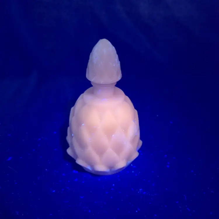 227  Waltersperger France Pink Satin Perfume Decanter VTG 1940s Marked GLOWS