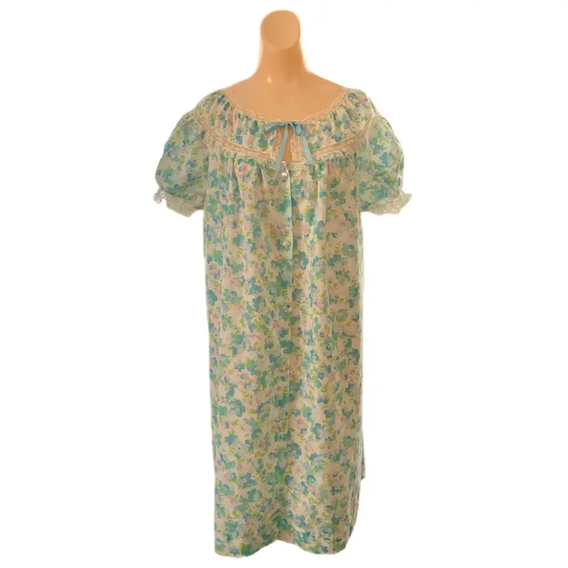 Barbizon Lauren Medium Housecoat Nightgown Lounge Mod Daisy Flower Print Vintage