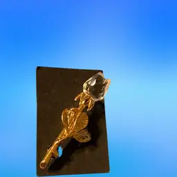 Swarovski Crystal Gold Tone Tulip/Rose Brooch 1.75” L