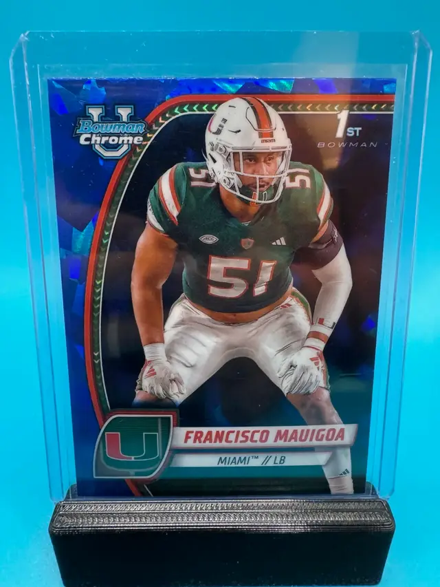 Francisco Mauigoa 1st Bowman Chrome U Sapphire Miami Hurricanes