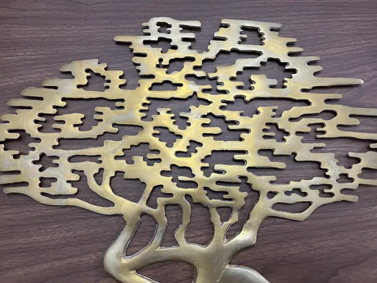 Vintage Mid-Century Brass Tree of Life Asian Style Bonsai Wall Hanging Decor MCM