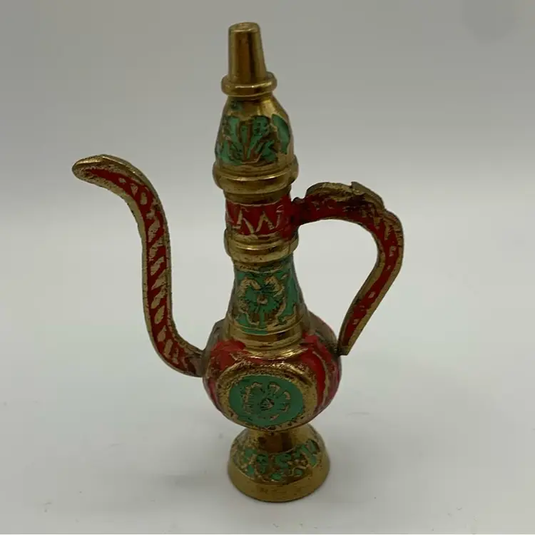 Vintage Brass Hand Painted Jeanie Lamp