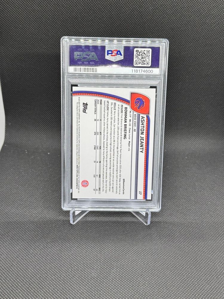 Ashton Jeanty 2024 Bowman U Sapphire Yellow 71/75 PSA 10 Oakland Raiders