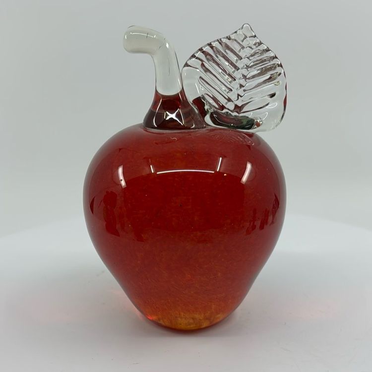 Glass Eye Studio 1992 Signed Art Glass Apple Paperweight 4.5”