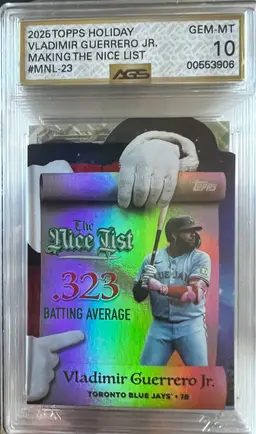 Vladimir Guerrero Jr. 2025 Topps Holiday Nice List #MNL-23 AGS 10