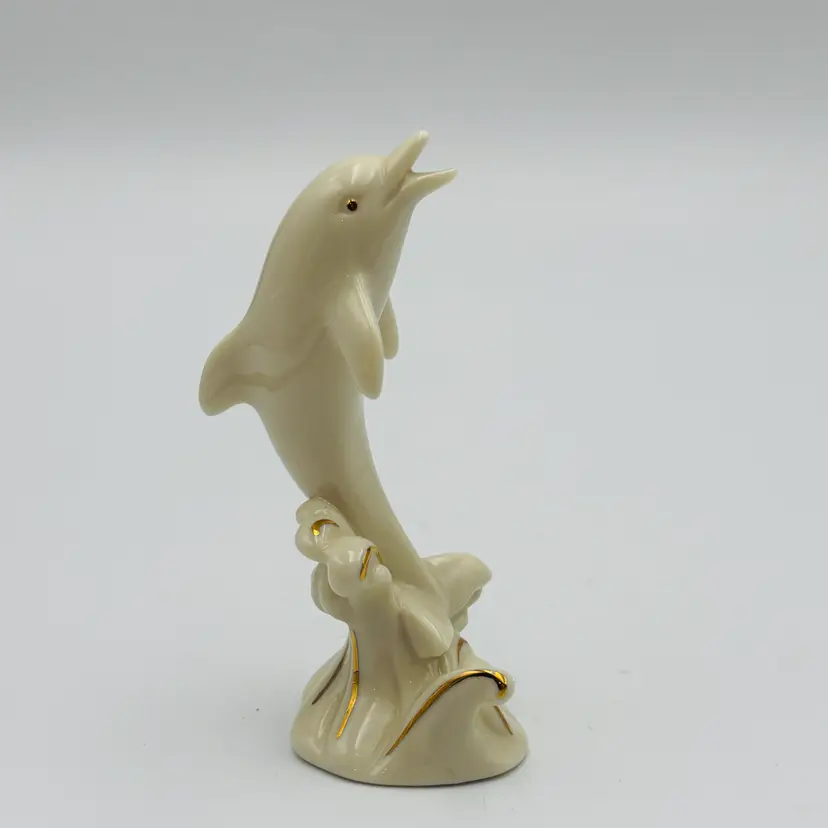 Lenox Dolphin 24K Gold Trim Porcelain on Waves 4in