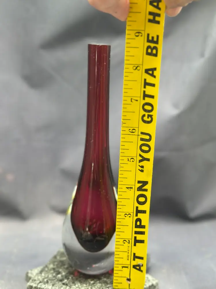 SALE Vintage Italian Murano Art Glass Sommerso Teardrop Vase
