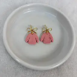 Holiday Sweater Pink Bow Earrings