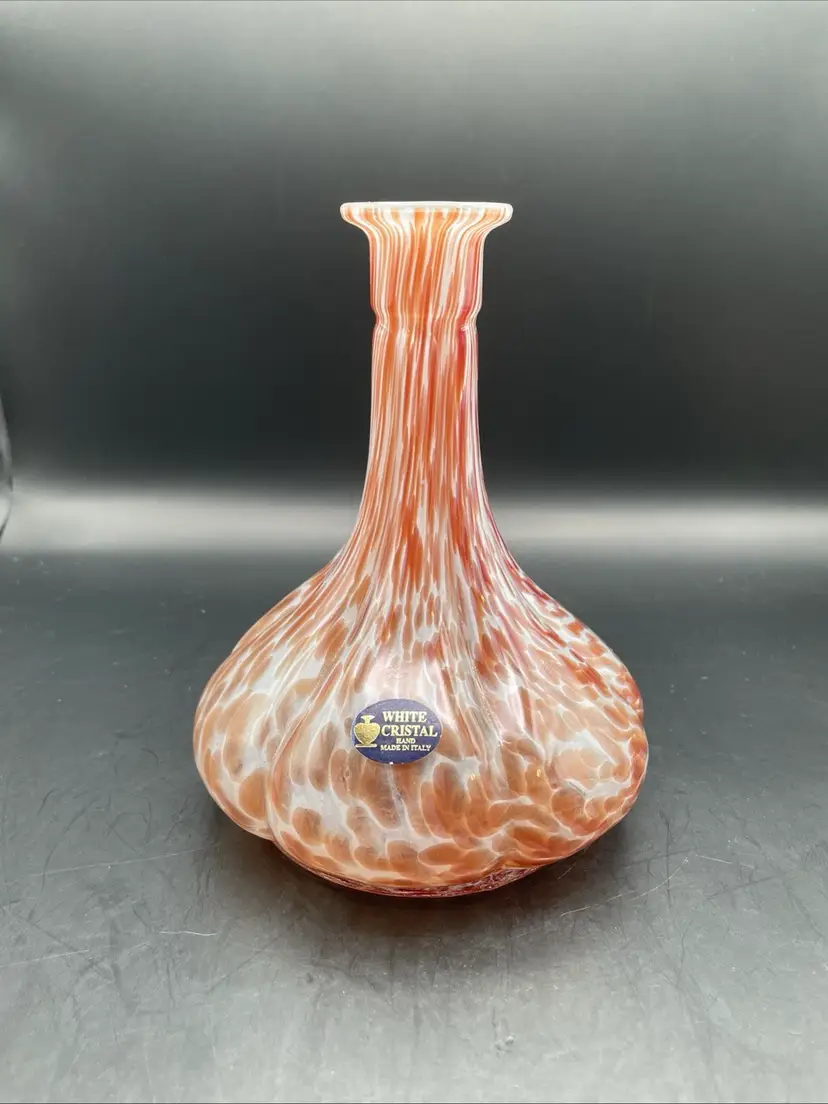 White Cristal Tortoise Shell 7” Vase