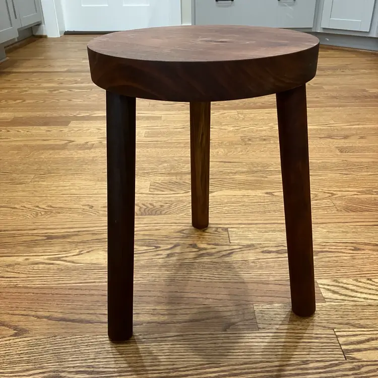 Shaker Stool, 3-legged, Black Walnut, Hand Made, Hand Turned, Very Old