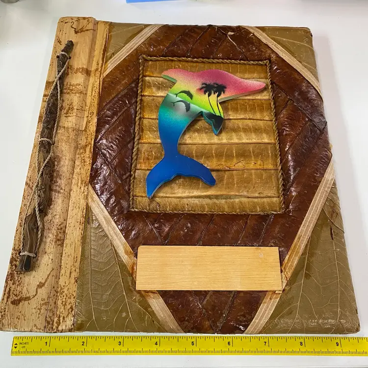 Handmade Natural Leaves & Wood Photo Frame Album