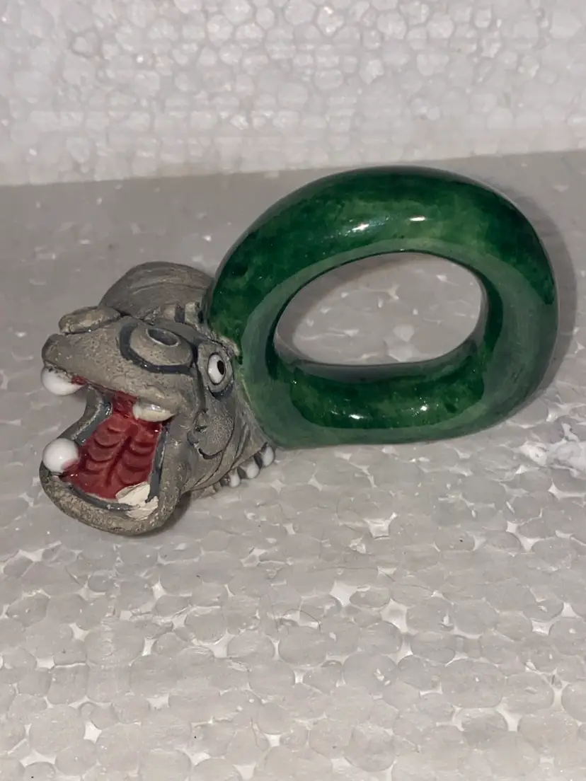 #07 - 50% Off Sale- Made In Peru By Leps Pottery Hippopotamus Napkin Ring (was $12)