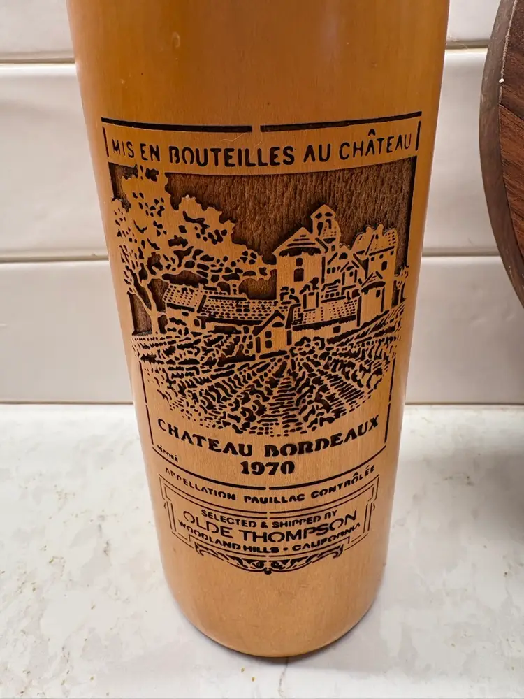 Vintage Olde Thompson 1970 Chateau Bordeaux Wine Bottle Pepper Mill Grinder