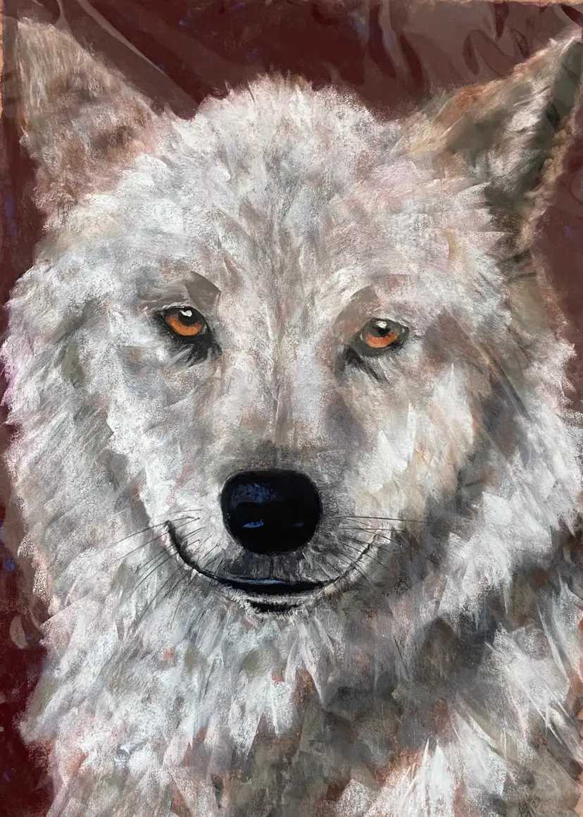 Original Pastel Painting "Wolf" Signed By Artist:  Letitia Collins