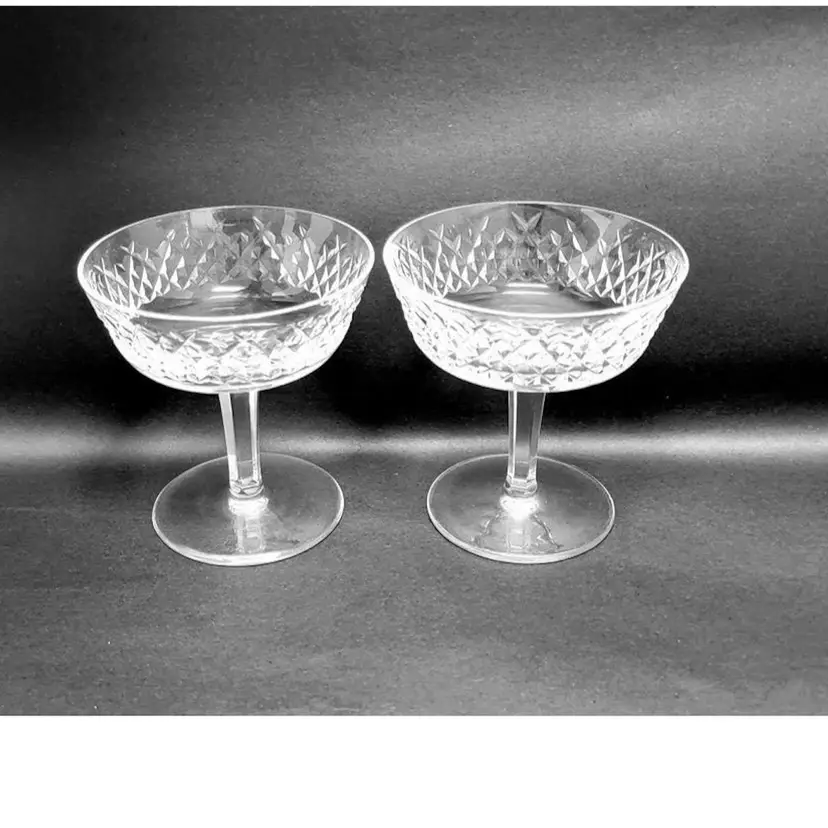 Vintage Waterford Crystal Champagne Glasses/Waterford Cocktail Glasses/Barware/Cut Crystal Stemmed Glasses/Ireland/Alana Pattern/Set of 2