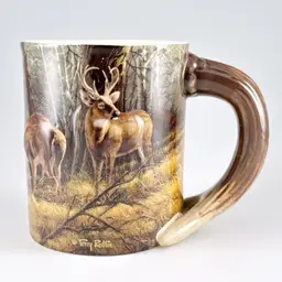 NEW Wild Wings "Leaving the Sanctuary" Sculpted Deer Antler 16oz Mug by Terry Redlin
