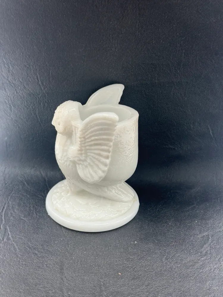 Vintage Westmorland Milk Glass Owl Toothpick Holder