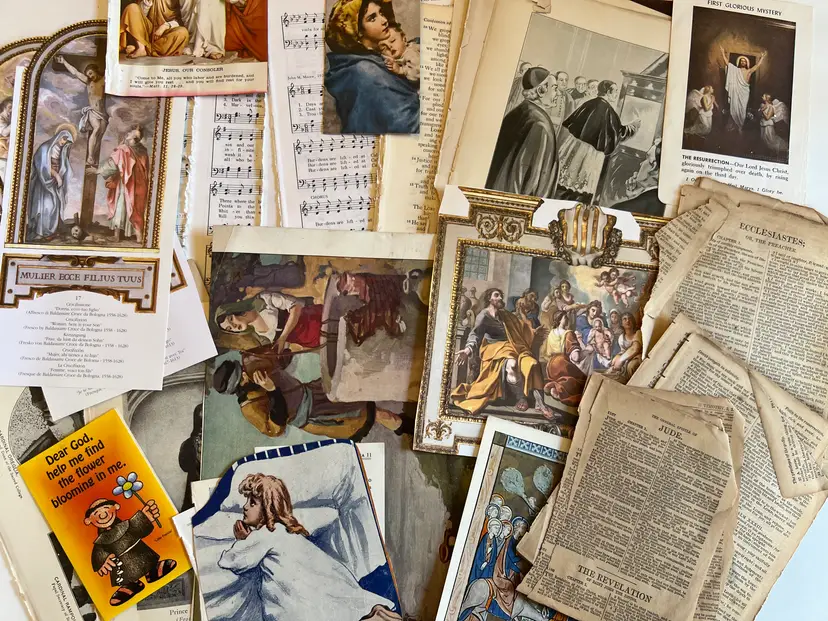 Huge Religious Ephemera Craft Set. Junk Journaling, Smash Books, Scrapbooking. 65 Items (1)