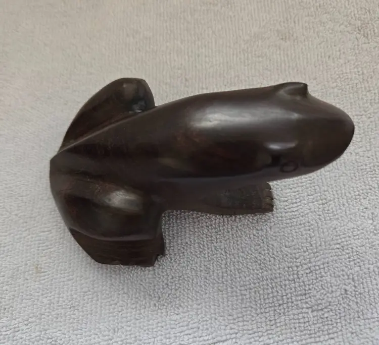 Hand Carved Iron Wood Frog Figurine