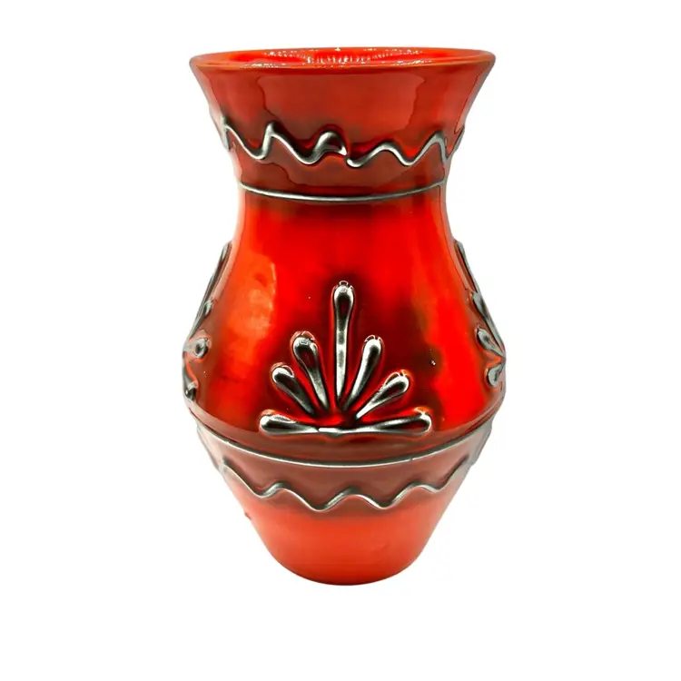 Italian Fire Orange Lava Glaze Ceramic Vase