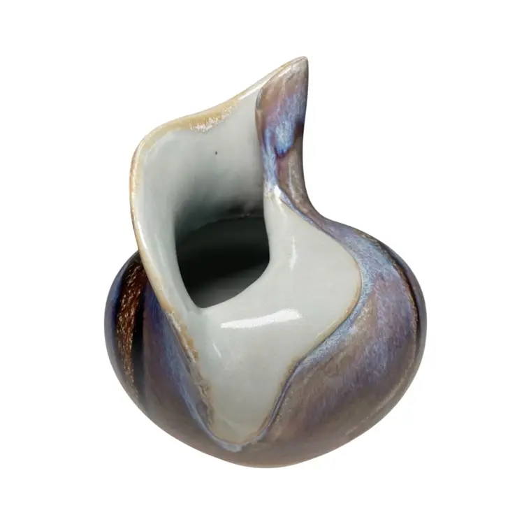 Handmade Studio Pottery Dudley Smith Preis Hawaii Seashell Conch Shell Glazed Vase 5.25"