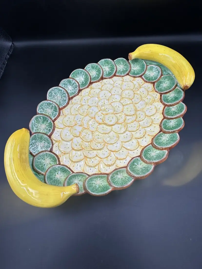 Department 56 Banana Kiwi Slices Platter Serving Tray With Banana Handles