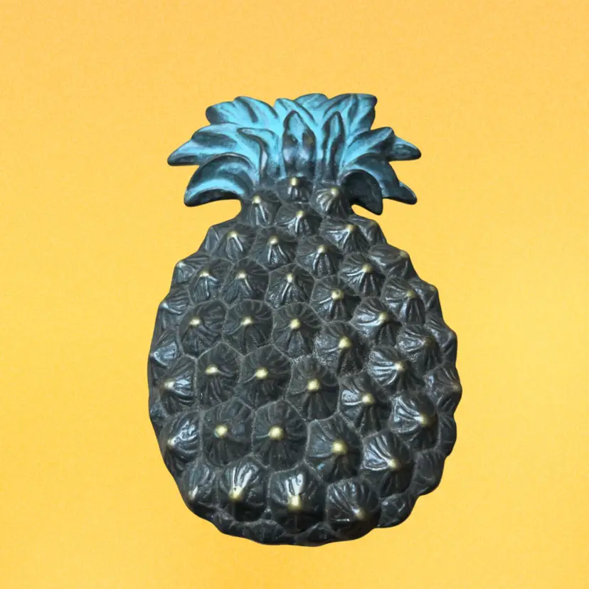 02. Antiqued Brass 3D Pineapple Door knocker w/ Aqua Green Patina 6-1/2” x 4”