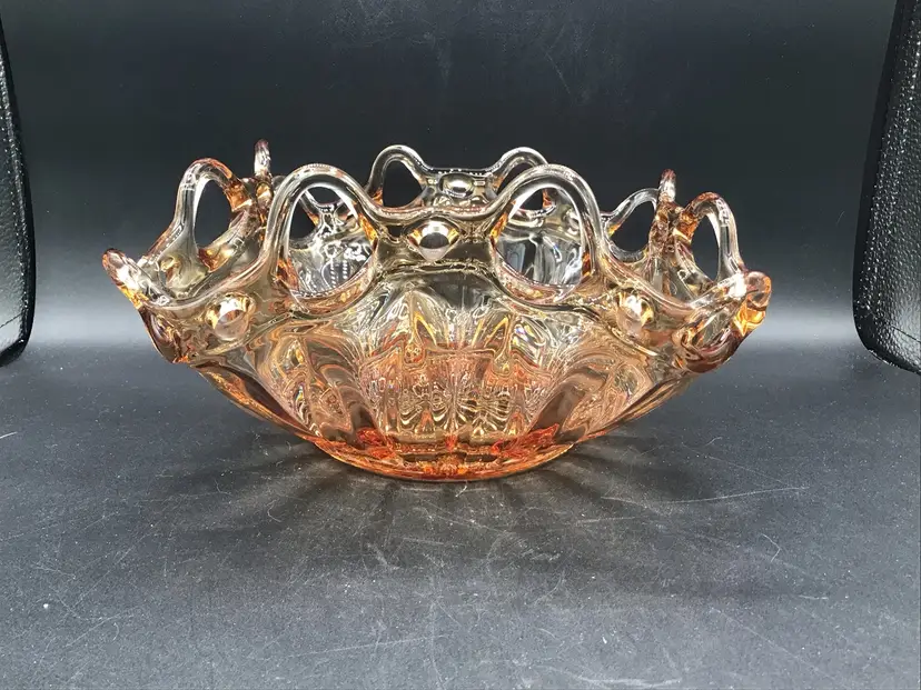 1735-Fostoria Colonial Prism Amber Console Bowl-Glows