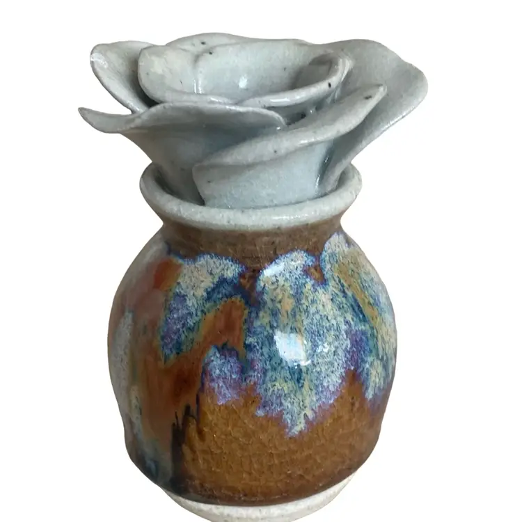 Judy Handcrafted Stoneware Pottery Bud Vase