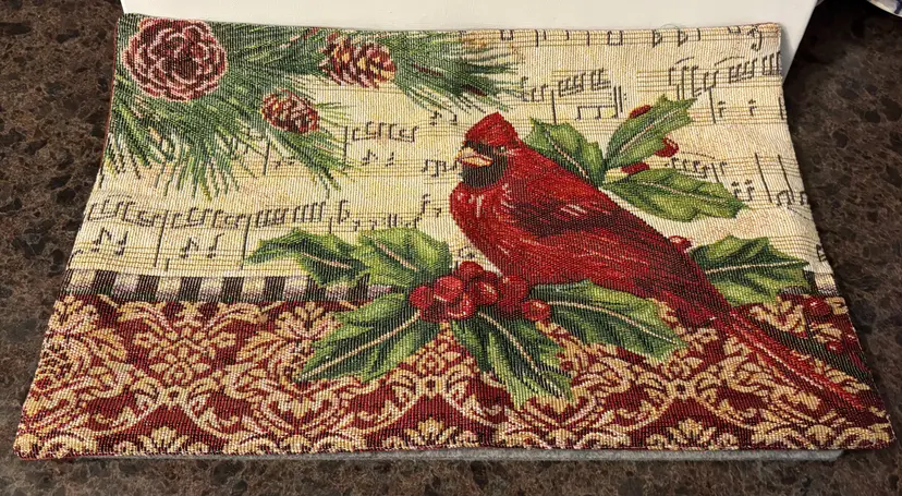 2 Tapestry Style Cardinal Placemats  19 x 12.5" # 2760