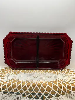 Avon Ruby Red Cape Cod Divided Relish Dish