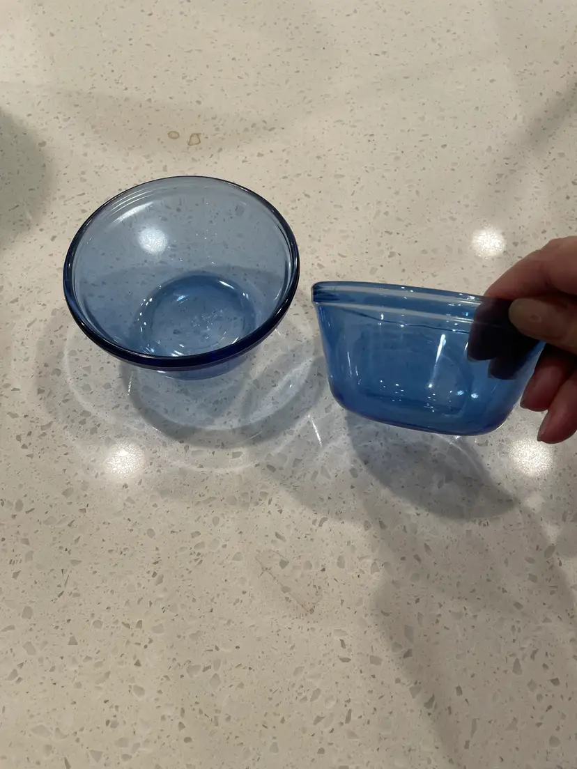 Vintage Anchor Hocking Cobalt Blue Glass Custard Cups Set Of Two 6oz Bowls